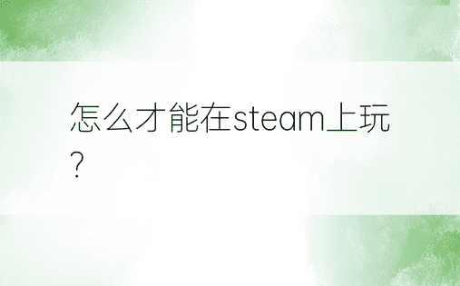 怎么才能在steam上玩？