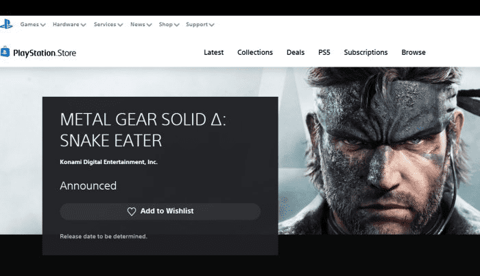 《合金装备：食蛇者》Xbox和PS商店页面上线 更多信息暂未公布